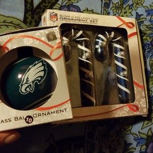 🔥🦅NIB NFL eagles Christmas ornament sets🏈